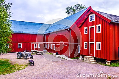 View of a traditional farmhouse in the norwegian folk museum in Oslo, Norway...IMAGE Editorial Stock Photo