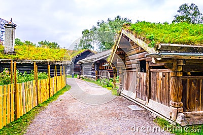 View of a traditional farmhouse in the norwegian folk museum in Oslo, Norway...IMAGE Editorial Stock Photo