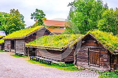 View of a traditional farmhouse in the norwegian folk museum in Oslo, Norway...IMAGE Editorial Stock Photo
