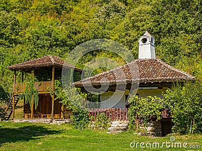 Traditional 19th century Serbian house at Lepenski Vir, Serbia Stock Photo
