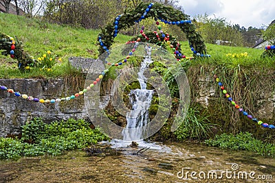 Easter fountain in Egglofstein Germany Editorial Stock Photo