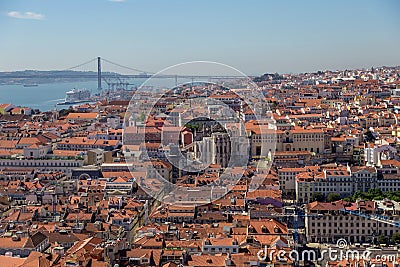 View on travel Lisbon from castle sao jorge Editorial Stock Photo