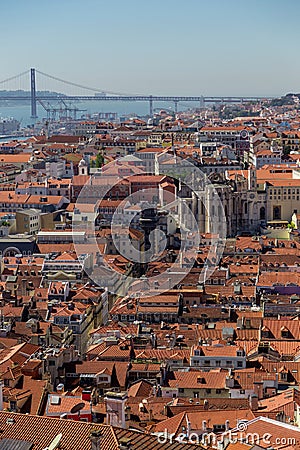 View on travel Lisbon from castle sao jorge Editorial Stock Photo