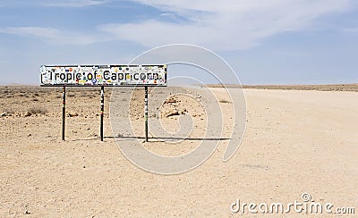 view of tropic of capricorn sign in Namibia Editorial Stock Photo