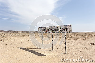 view of tropic of capricorn sign in Namibia Editorial Stock Photo