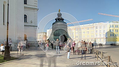 View of the Tsar-bell King Bell in Moscow Kremlin, a popular touristic landmark timelapse . Russia Editorial Stock Photo