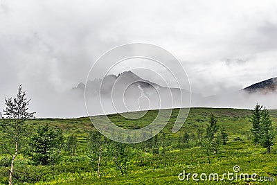 View of the tundra and mountain of the subpolar urals Stock Photo