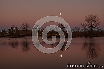 Twilight Reflections on the Lake Stock Photo