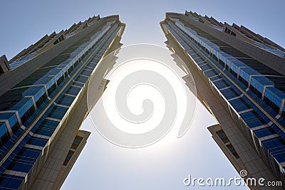 The view on two towers of JW Marriott Marquis Dubai hotel Editorial Stock Photo