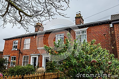 View of two typical English houses, Stock Photo