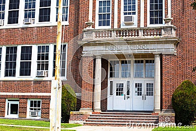 View of typical American school building exterior Stock Photo