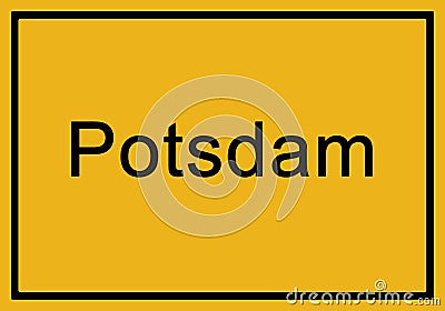 Typical german yellow city sign Potsdam Stock Photo