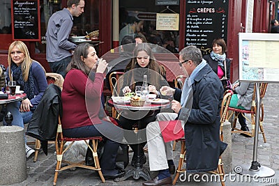 View of typical paris cafe on May 1, 2013 in Pari Editorial Stock Photo