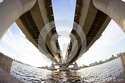 View under the big bridge Stock Photo