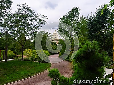 View of the United States capitol from the botanic gardens in Wa Editorial Stock Photo