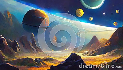 view of an unknown planet Stock Photo