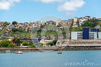 View of the upper city near the Sao Joaquim maritime terminal in the city of Salvador, Bahia Editorial Stock Photo