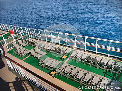 View from upper deck of the cruise ship Editorial Stock Photo