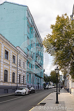 View of Uspensky Lane in Moscow city in summer Editorial Stock Photo