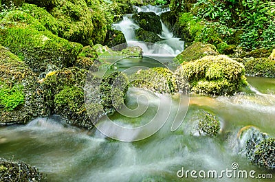 View of Vadu Crisului waterfall in Apuseni mountains, from Bihor county, Romania Stock Photo