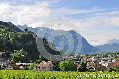 View on Vaduz castle and old town, Lichtenstein Stock Photo