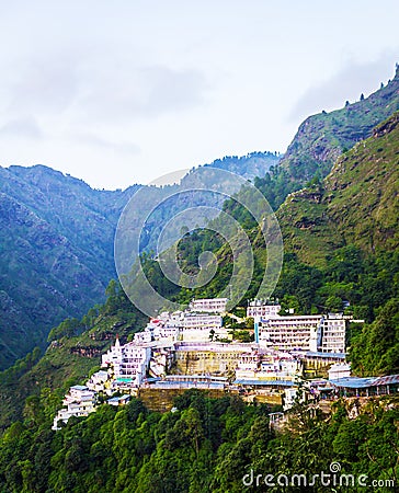 View of Vaishno Devi Shrine From the top of the mountain Stock Photo