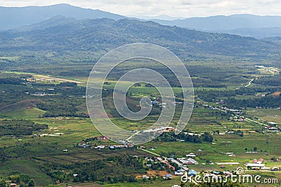 View of valley of Bario from Prayer Mountain. Stock Photo