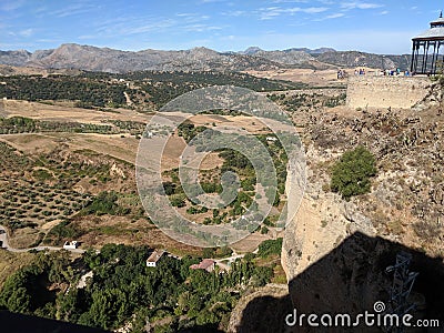 View of the Valley below Ronda, Spain, Espana Editorial Stock Photo
