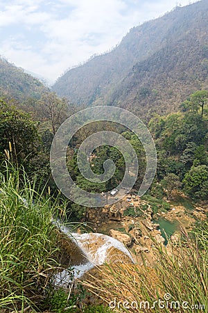 View of a valley at the Dat Taw Gyaint Waterfall Stock Photo