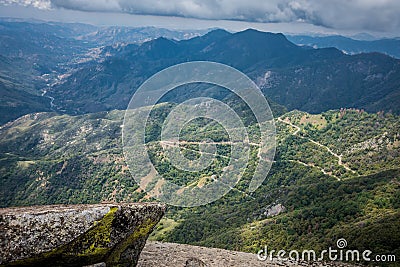 View of the valley in Sequoia National Park in California Stock Photo
