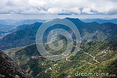 View of the valley in Sequoia National Park in California Aerial view Stock Photo