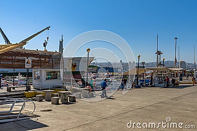 View of a variety of ships in the port of Valparaiso, Chile Editorial Stock Photo