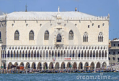View of Venice from Grand Canal - Dodge Palace, Campanile on Piazza San Marco Saint Mark Square, Venice, Italy Stock Photo