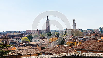 View Verona with duomo and sant`anastasia towers Stock Photo