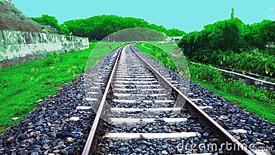 View of a very beautiful railway line in India Editorial Stock Photo