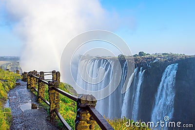 Knife edge bridge at Victoria Falls Stock Photo