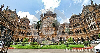 View of victorian building near V.T. CST Station building in evening, Mumbai, Maharashtra, India Editorial Stock Photo