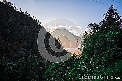 View from viewpoint to the volcano Santa Maria Zunil Quetzaltenango, Stock Photo