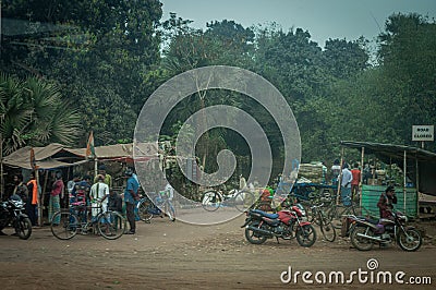 View of a village market in a misty foggy morning. Singur West Bengal India February 20, 2023 Editorial Stock Photo