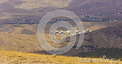 A view of the village nestled in the mountains.Crimea Stock Photo