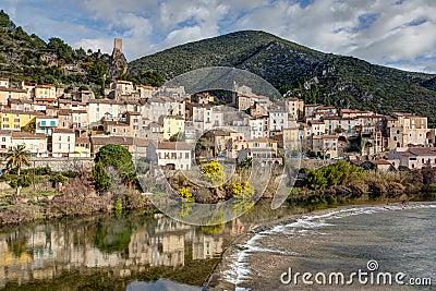 Roquebrun in the Herault department in Occitania - France Stock Photo