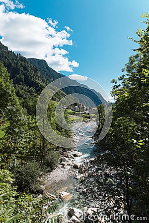 View of the village of Rossa in the Grisons Stock Photo