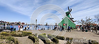 View of the village of Zaanse Schans, the Netherlands Editorial Stock Photo