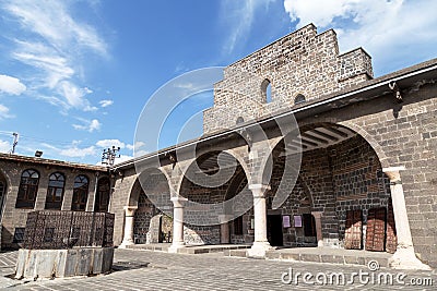View of the Virgin Mary Syriac Orthodox Church in Diyarbakir, Turkey. Editorial Stock Photo