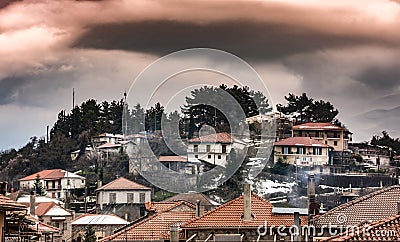 View of Vitina, a mountain village in Arcadia, Peloponnese, Greece Stock Photo
