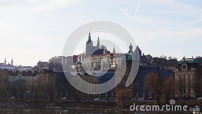 View from the Vltava at Prague Castle in Prague Stock Photo