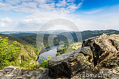 View of Vltava river from Solenice viewpoint, Czech Republic. Stock Photo