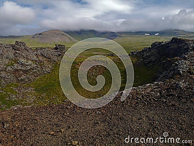 Landscapes of Iceland - Saxholl Crater, Snaefellsness Peninsula Stock Photo