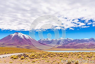 Volcano Lascar by San Pedro de Atacama at the border between Chile and Bolivia Stock Photo