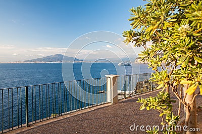 View on Mount Vesuvius from Sorrento Stock Photo